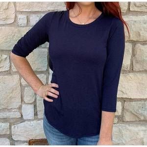 NEW WAY rounded long sleeve top in navy